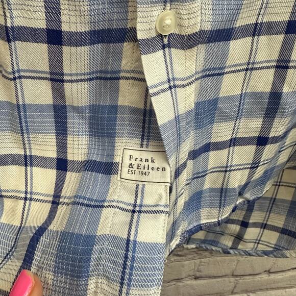Frank & Eileen Relaxed Button-Up Shirt Blue Plaid Modal Women's Size XS - Picture 4 of 8